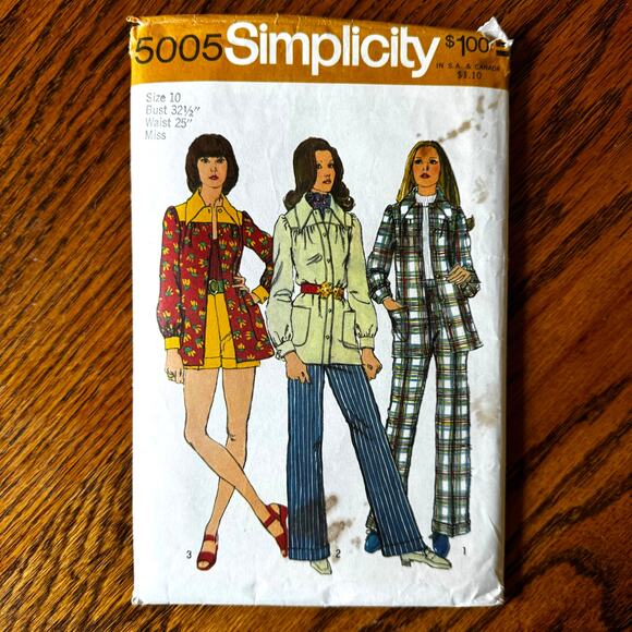 Vintage 1970s Simplicity 5005 Sewing Pattern Size XS Jacket Pant Shorts COMPLETE - Picture 1 of 2